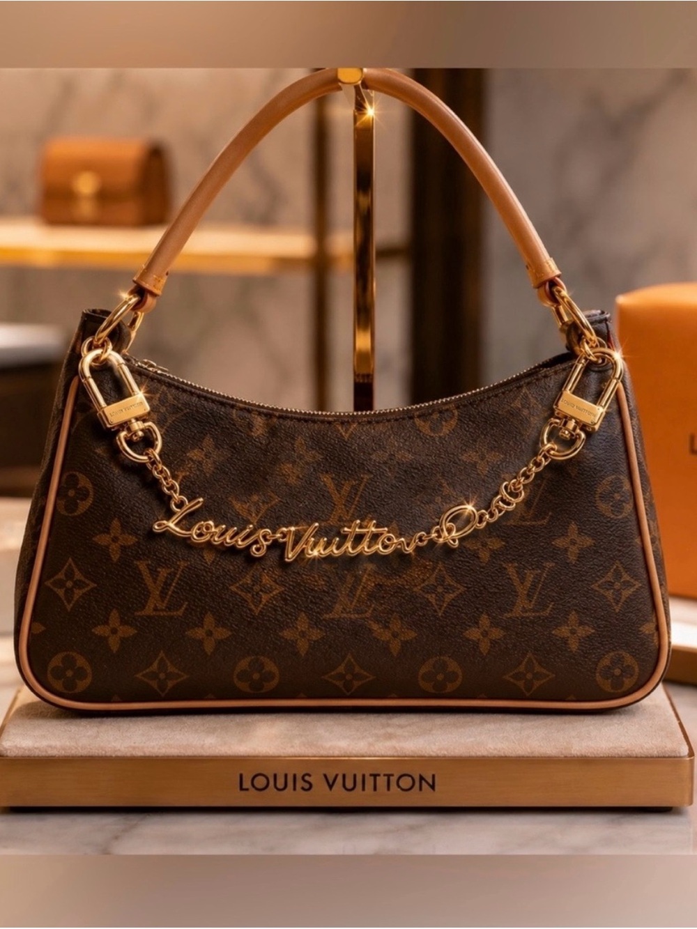 Louis Vuitton gold tone scriptcharm chain scripted out - New and full inclusion